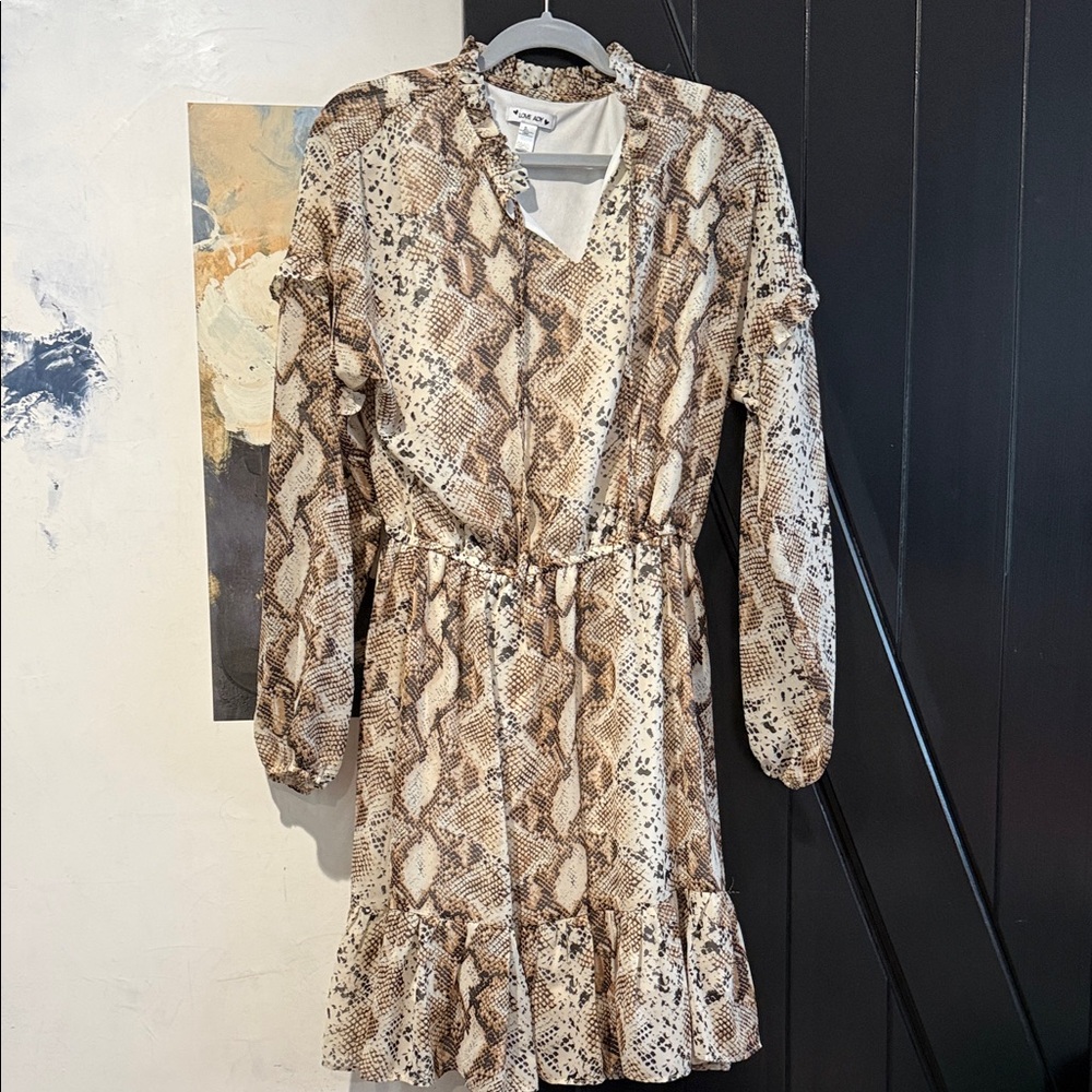 Elegant Snake Print Long Sleeve Dress